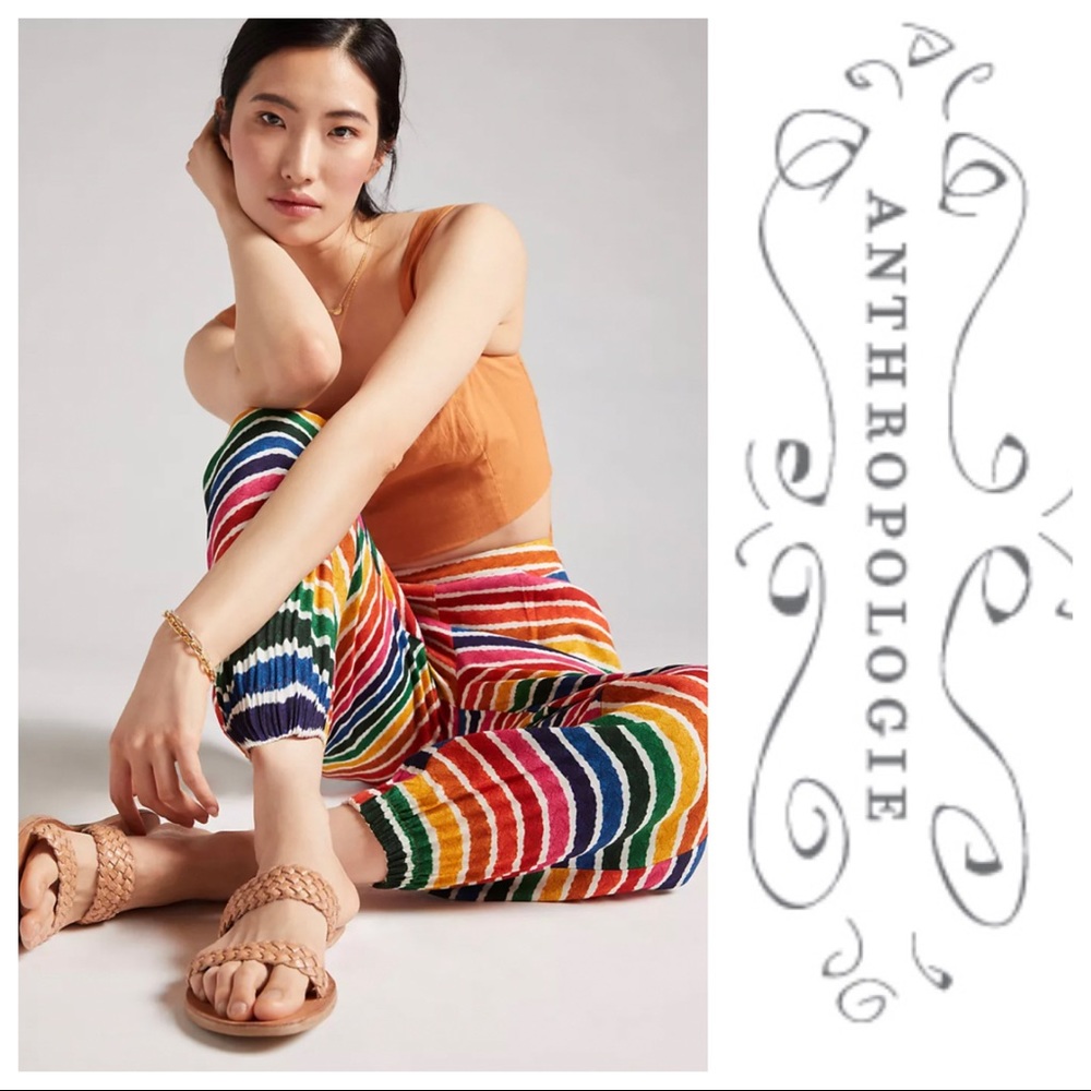 BNWOT Farm Rio Rainbow Striped Joggers
